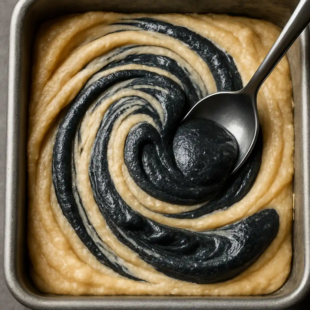 Black Sesame Frangipane Blondie 11 Swirling black sesame into frangipane layer
