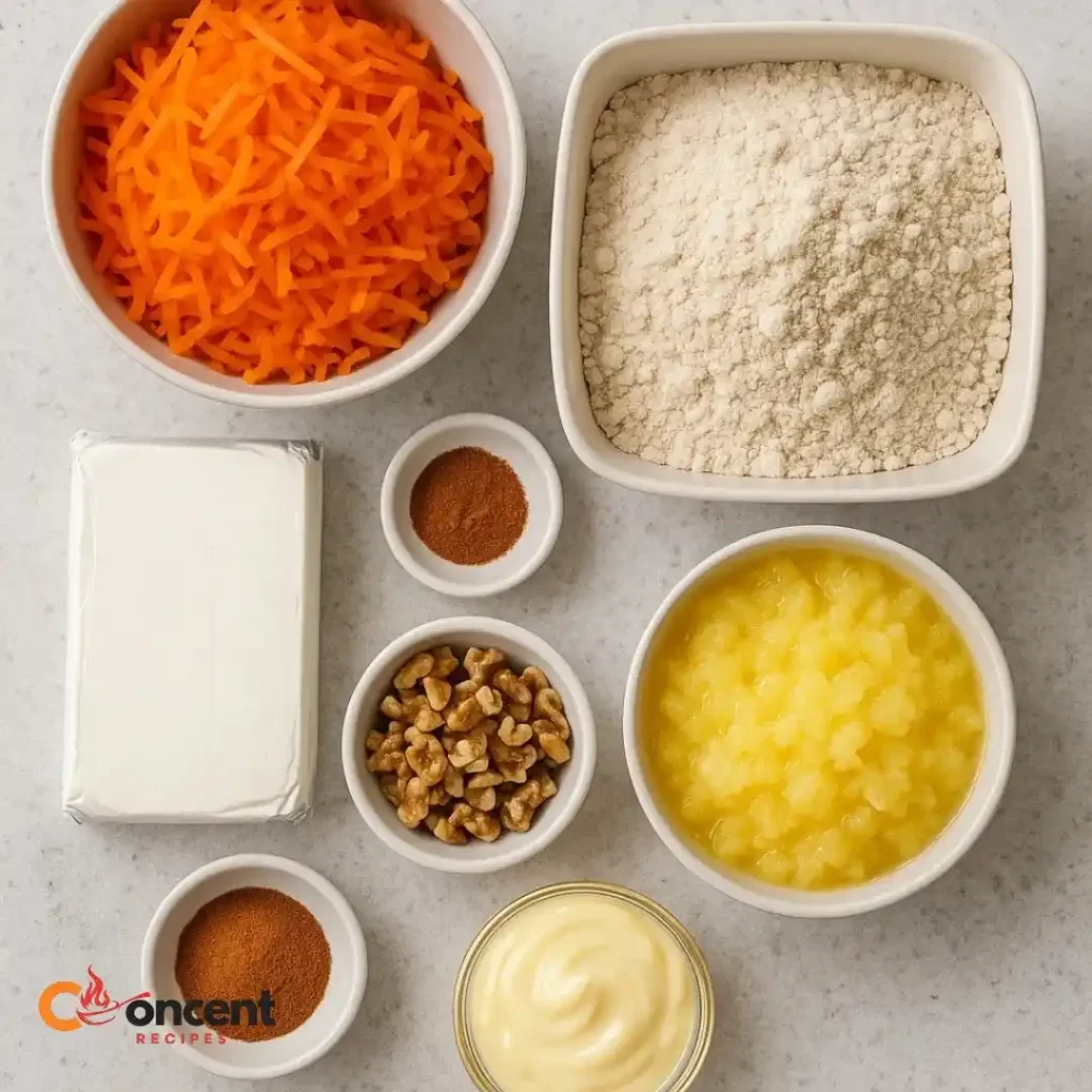 Carrot Cake Poke Cake 17 carrot cake poke cake ingredients on table