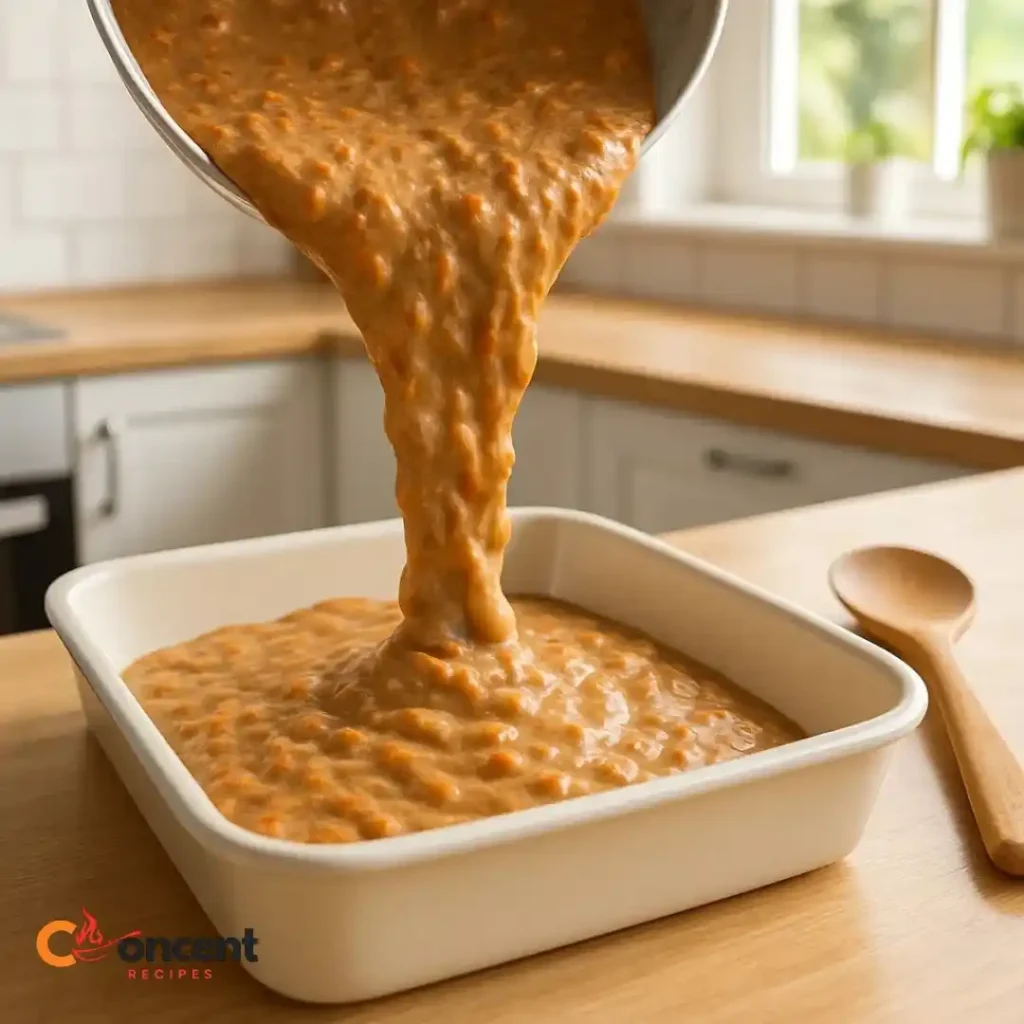 Carrot Cake Poke Cake 18 carrot cake batter in baking dish