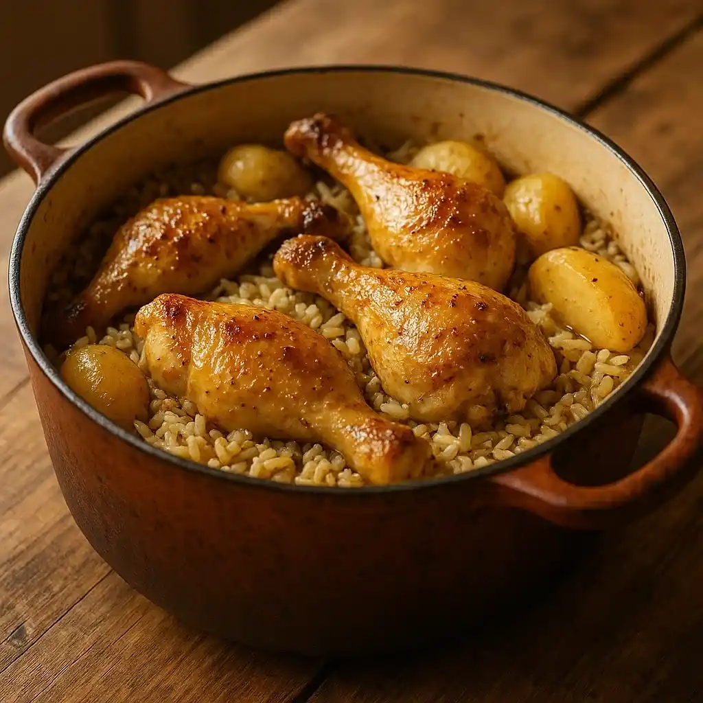 Chicken Legs with Potatoes and Rice in Dutch Oven Recipe 7 chicken legs with potatoes and rice in Dutch oven recipe family dinner