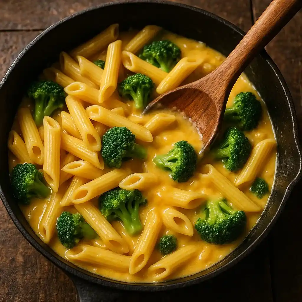 Cheesy and Creamy Broccoli Pasta Recipe 16 Pasta and broccoli being tossed in creamy cheese sauce for cheesy and creamy broccoli pasta recipe