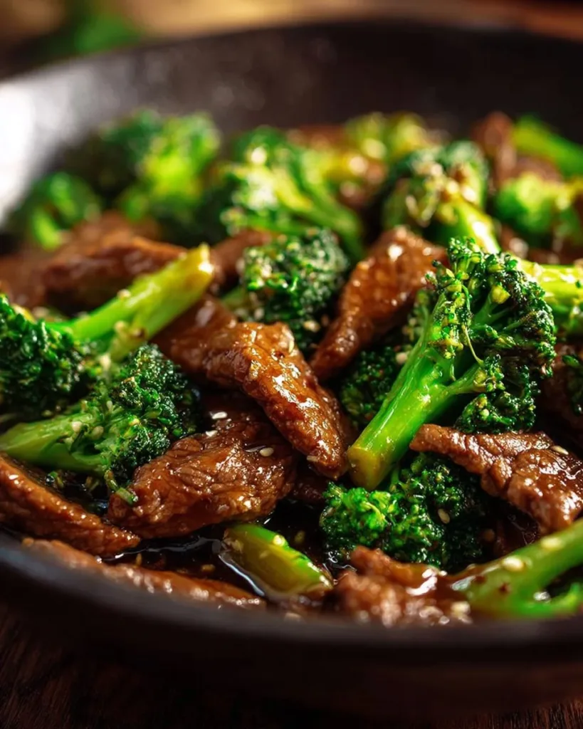 Plate of delicious Blackstone beef and broccoli stir-fry