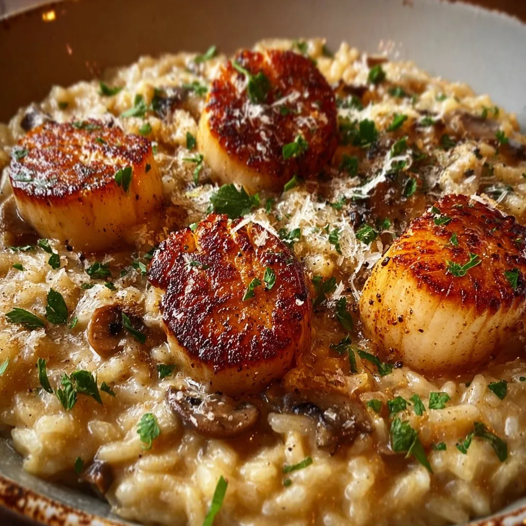 Creamy Mushroom Risotto with Seared Scallops 8