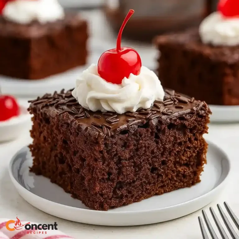 Slices of Dr Pepper Cake from Cake Mix with whipped cream