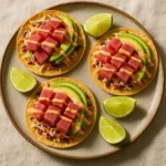 Ahi tuna tostadas served with lime