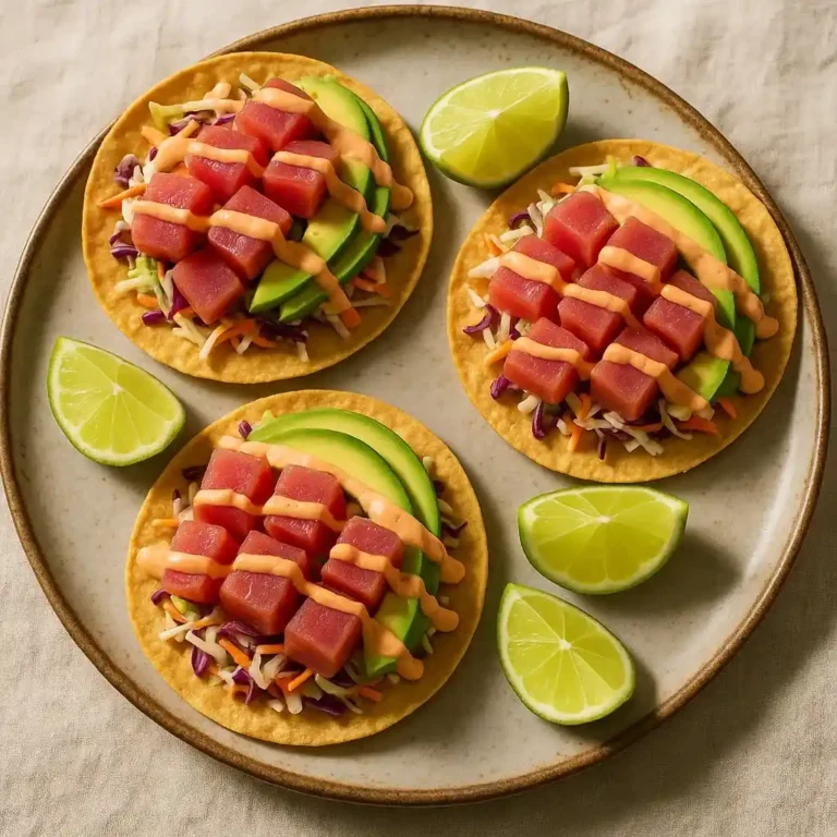 Ahi tuna tostadas served with lime