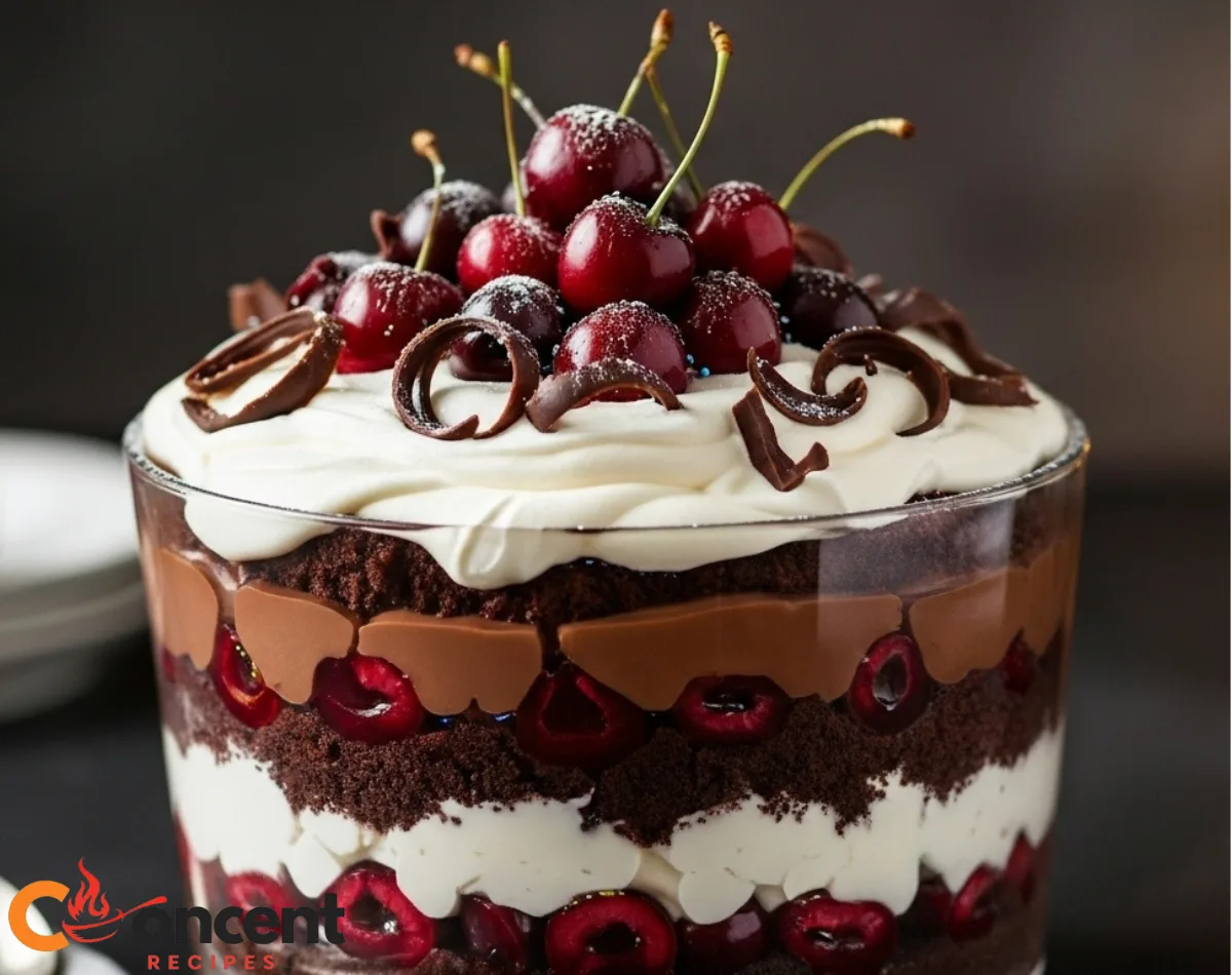 The Best Christmas Black Forest Trifle You’ll Ever Make 9 Easy Christmas Black Forest Trifle layered with chocolate cake, smooth chocolate pudding, cherries, and whipped cream, topped with fresh cherries and chocolate curls