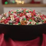 Christmas Chex Mix Crack with festive ingredients for holiday snacking