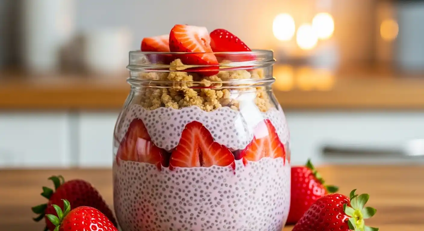 Strawberry Crumble Chia Pudding