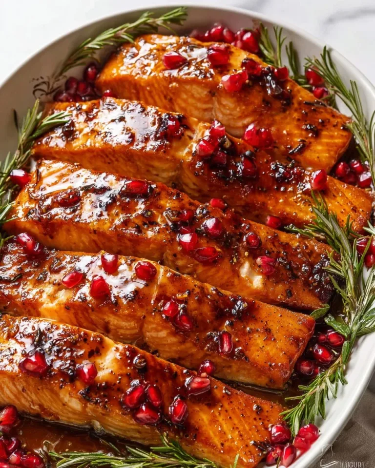 Beautifully plated Christmas Salmon garnished with herbs and citrus
