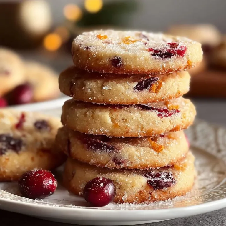 Delicious Cranberry Orange Shortbread Cookies arranged on a decorative plate.