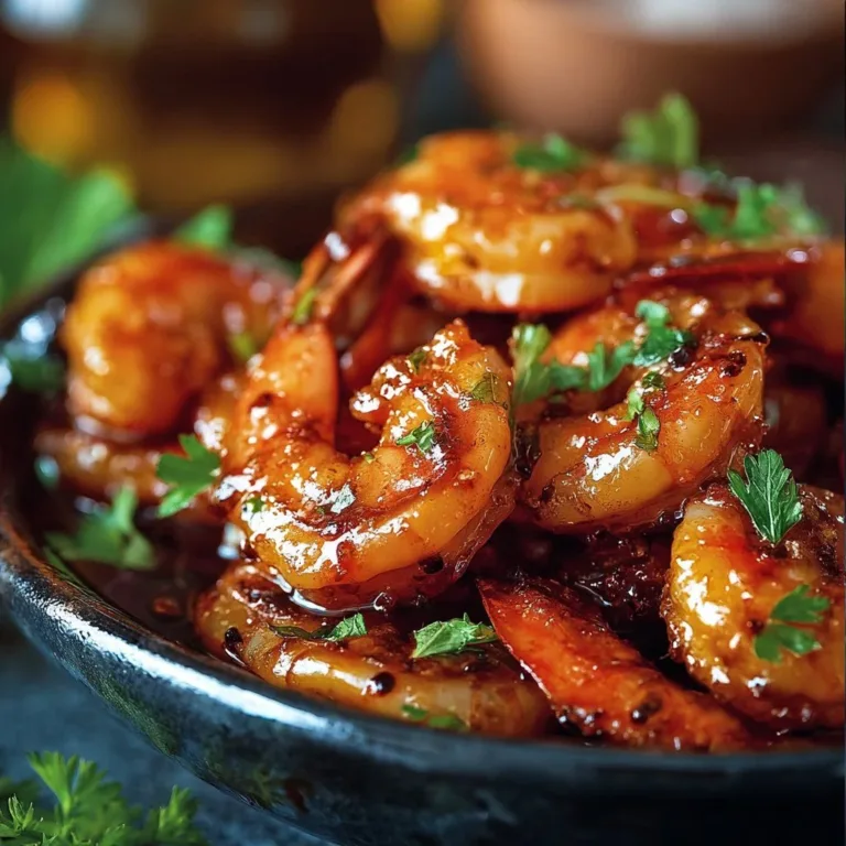 Plate of crispy honey glazed shrimp garnished with herbs