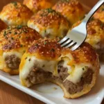 Delicious Garlic Parmesan Cheeseburger Bombs with melted cheese and garlic flavor