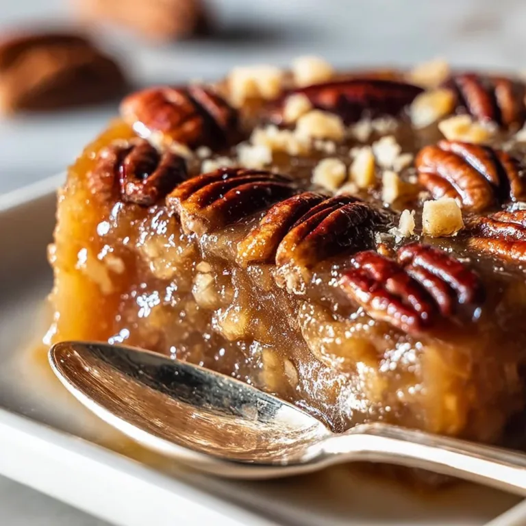 Delicious Pecan Pie Dump Cake, gooey and buttery dessert served in a dish.