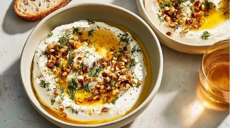 Creamy ricotta dip drizzled with hot honey served with fresh vegetables.