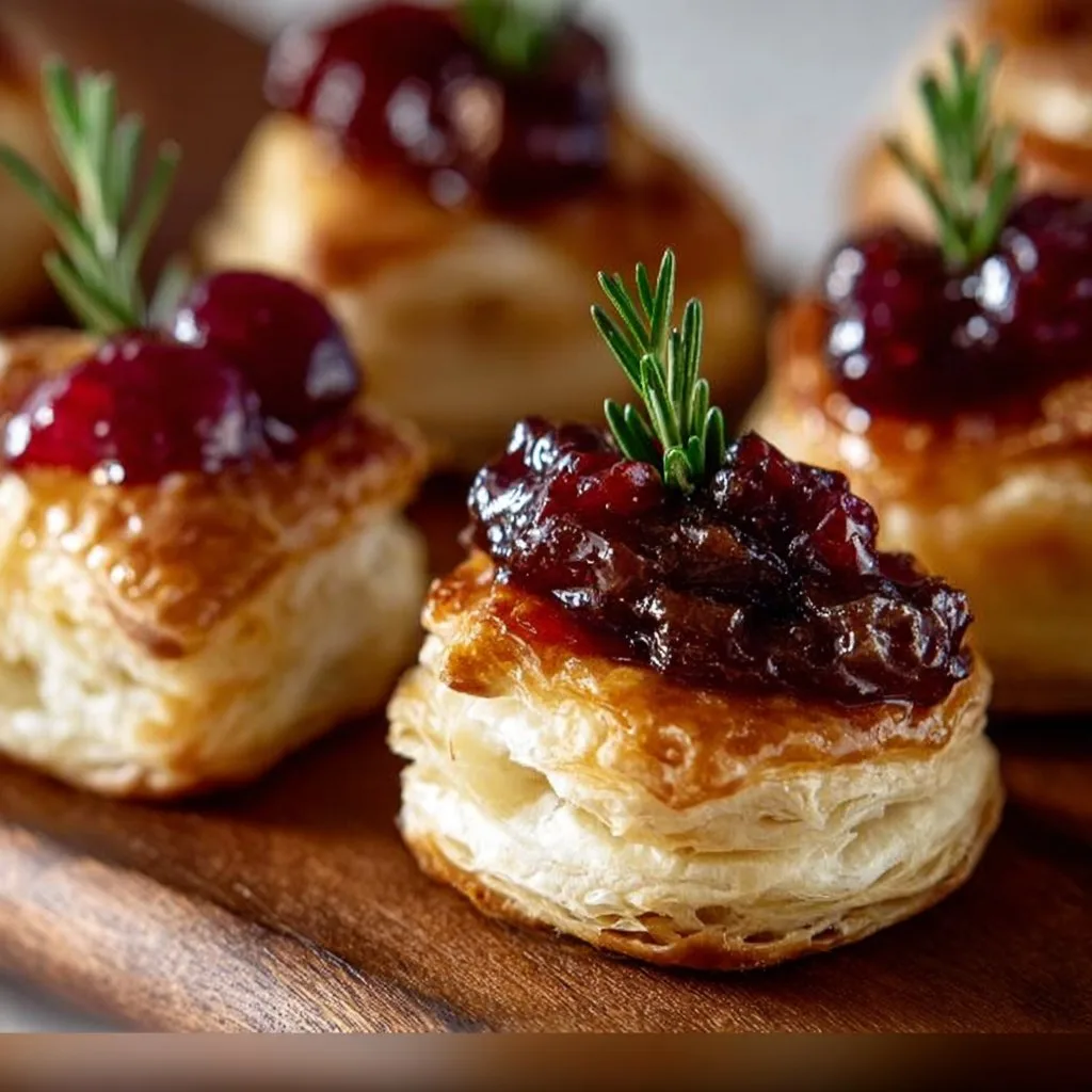 Cranberry Brie Puff Pastry Bites