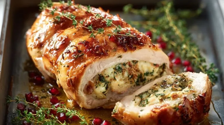 Succulent stuffed turkey breast ready for a festive dinner