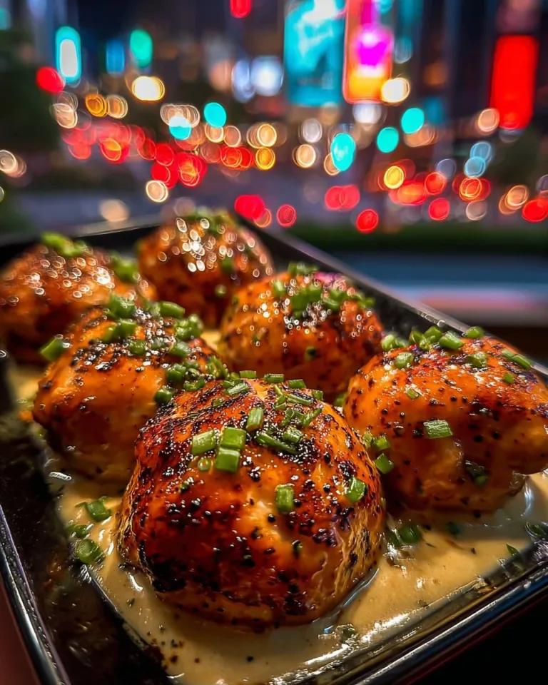Sweet chili salmon balls served with creamy garlic sauce on a plate