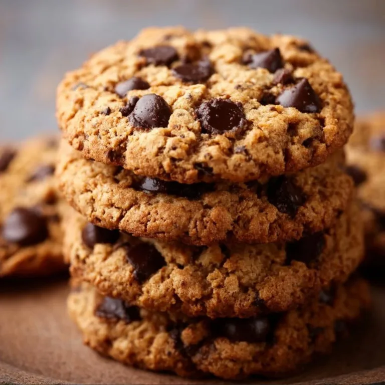 Delicious 5-ingredient peanut butter oatmeal chocolate chip cookies on a plate.