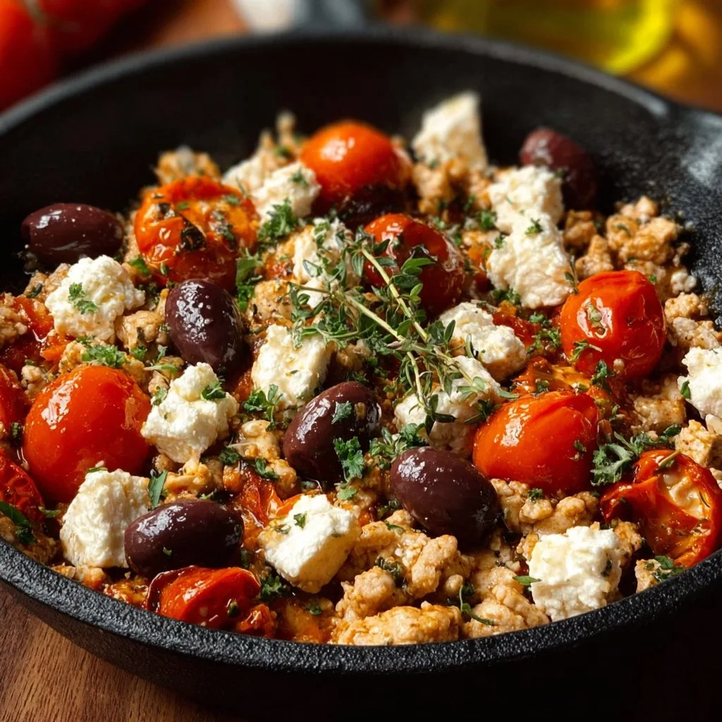 Mediterranean Keto Ground Chicken Skillet with Olives and Feta 8 Mediterranean Keto Ground Chicken Skillet with Olives and Feta