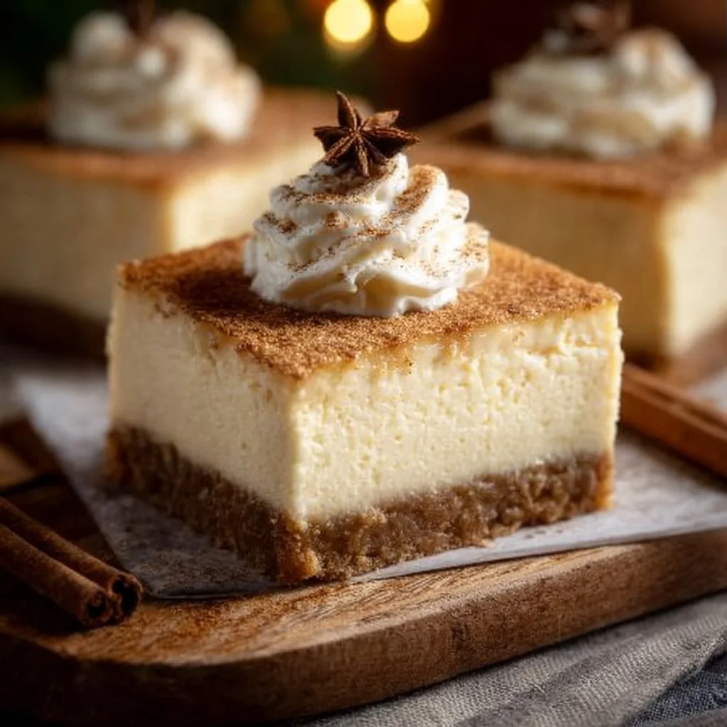 Eggnog Cheesecake Bars