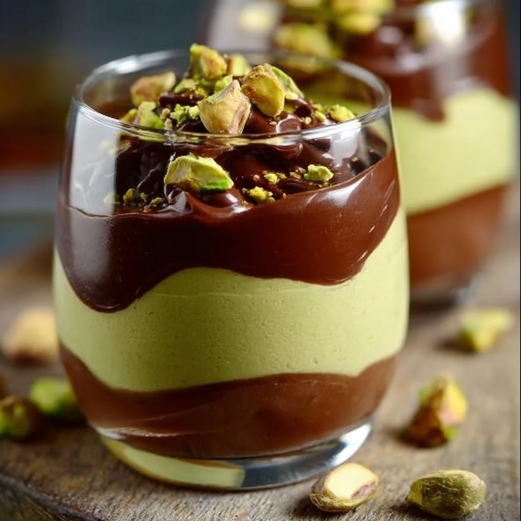 Pistachio Mousse with Chocolate Ganache