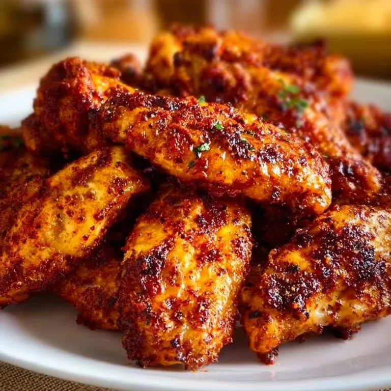 Crispy Air Fryer Spicy Dry Rub Wings on a plate garnished with herbs.