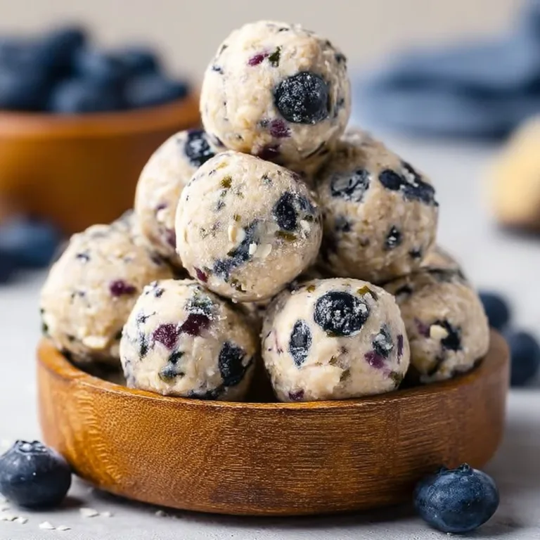 Delicious blueberry cheesecake protein bites for a healthy snack option