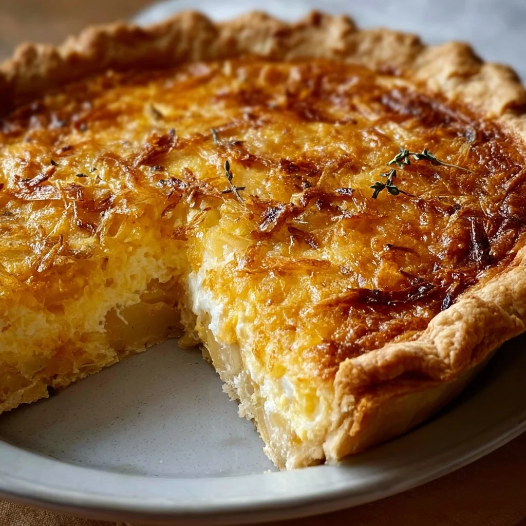 Cheddar Vidalia Onion Pie 6 Cheddar Vidalia Onion Pie with golden crust and fresh ingredients