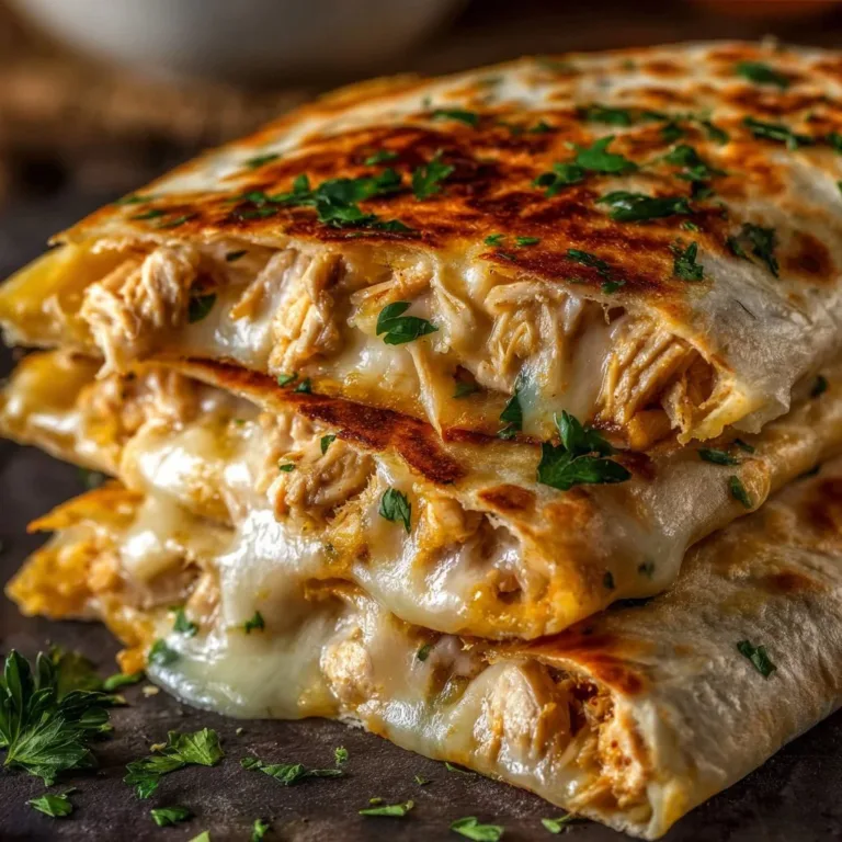 Delicious cheesy garlic chicken wraps served on a plate