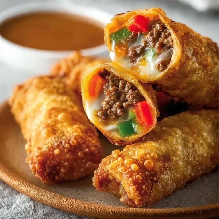 Delicious Cheesy Nacho Egg Rolls filled with melted cheese and savory nacho ingredients.