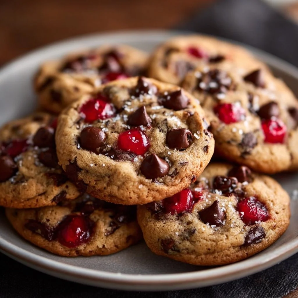 Cherry Chocolate Chip Cookies 6 Freshly baked Cherry Chocolate Chip Cookies with chocolate chips and cherries