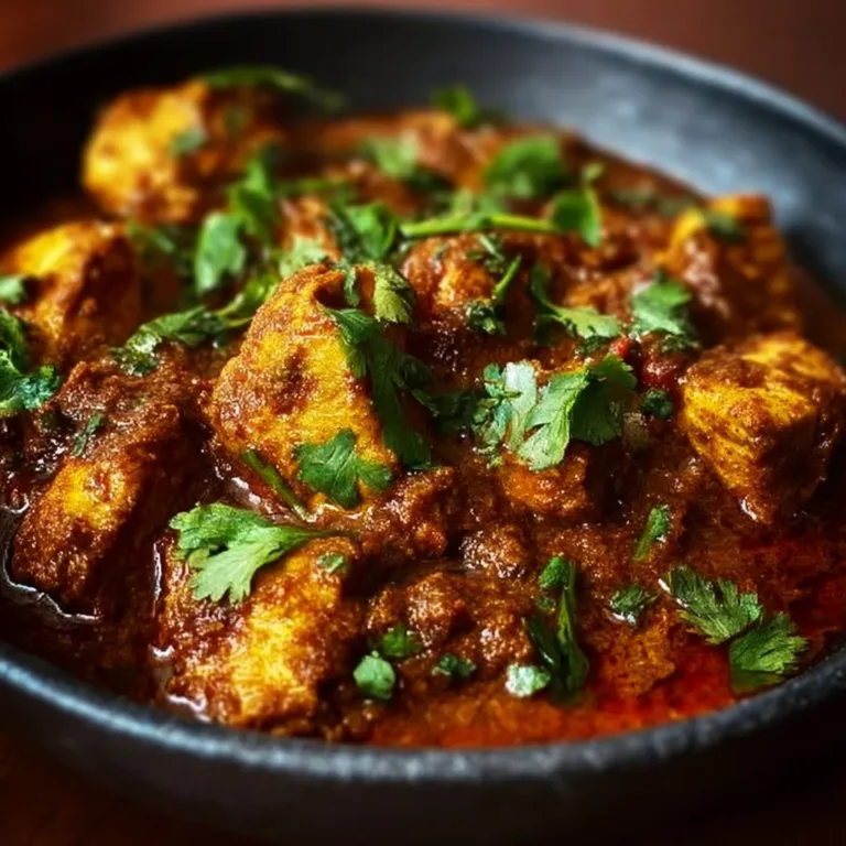 A delicious plate of Chicken Bhuna, showcasing spiced chicken cooked to perfection.