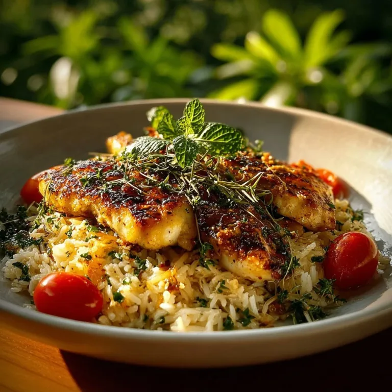 Delicious Chicken Scampi served with garlic parmesan rice