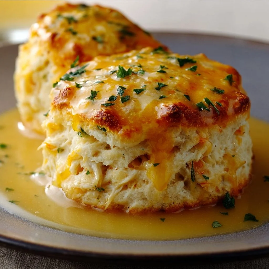 Delicious Crab Stuffed Cheddar Bay Biscuit with savory crab filling