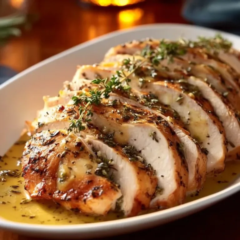 Crockpot Turkey Breast served with herbs and vegetables