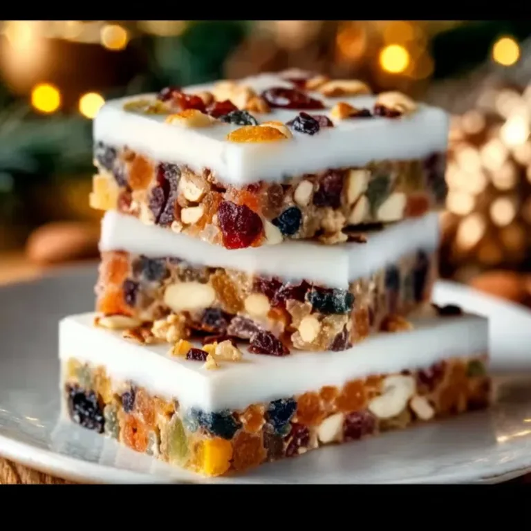 Delicious Christmas fruitcake traybake adorned with festive decorations