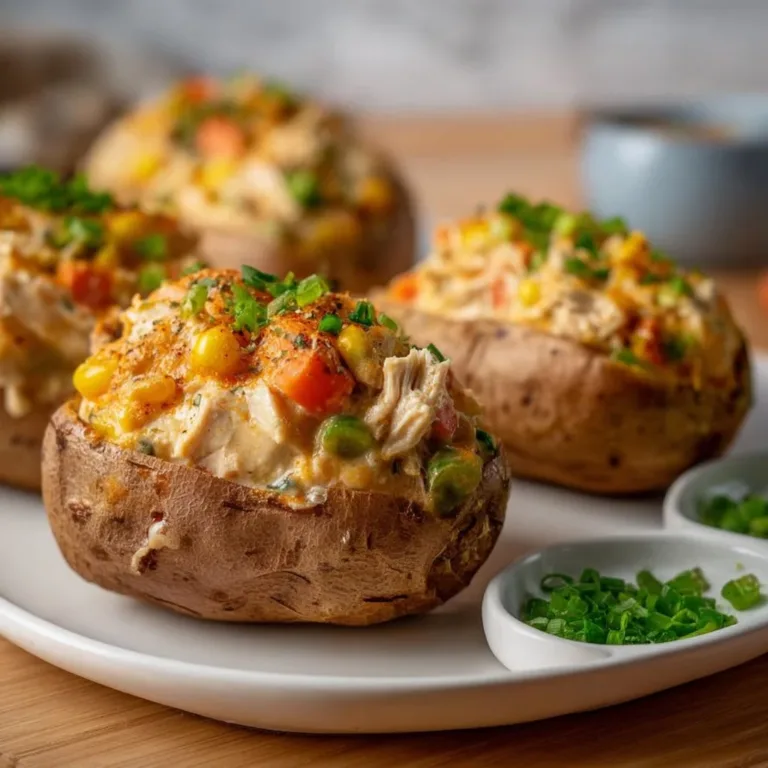 Delicious easy chicken pot pie with sweet potatoes in a golden crust