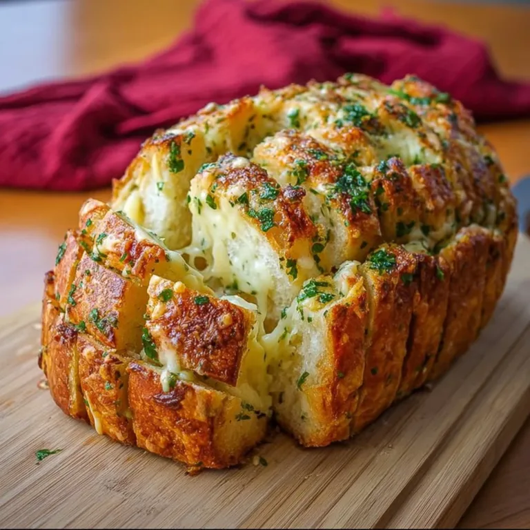 Garlic Cheese Pull-Apart Loaf fresh out of the oven, cheesy and golden brown
