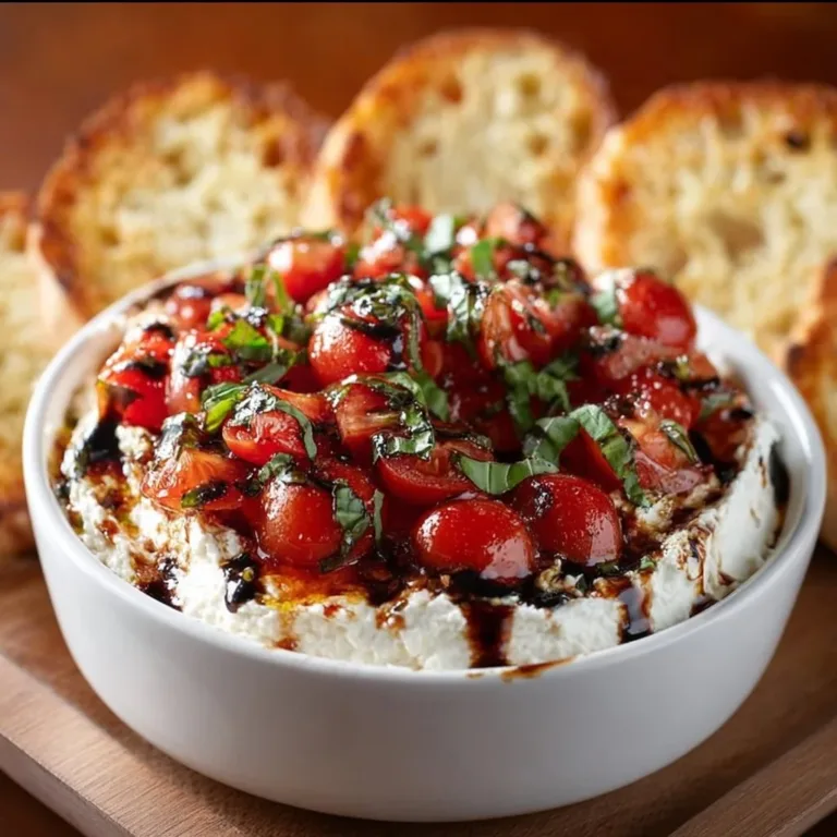 Delicious Goat Cheese Bruschetta Dip served with toasted bread