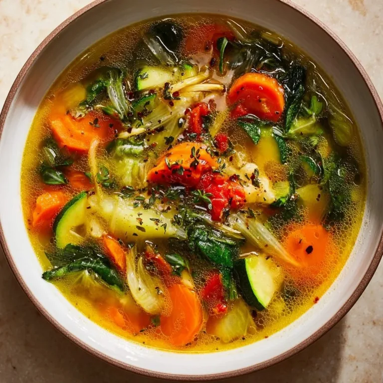 Delicious homemade vegetable soup with fresh ingredients and vibrant colors
