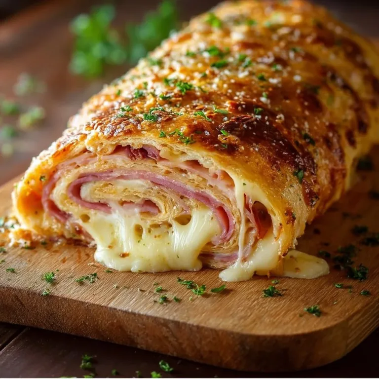 Italian Stromboli stuffed bread with savory fillings and crispy crust