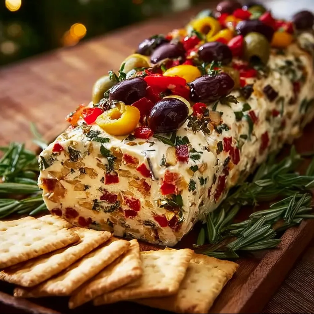 Festive Antipasto Cream Cheese Log