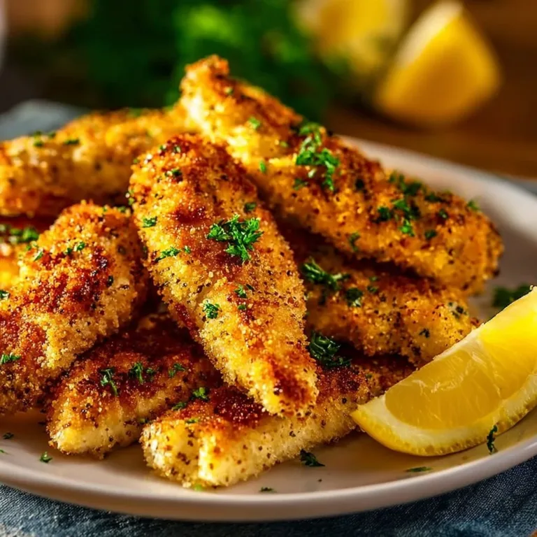 Lemon garlic parmesan chicken tenders served with dipping sauce