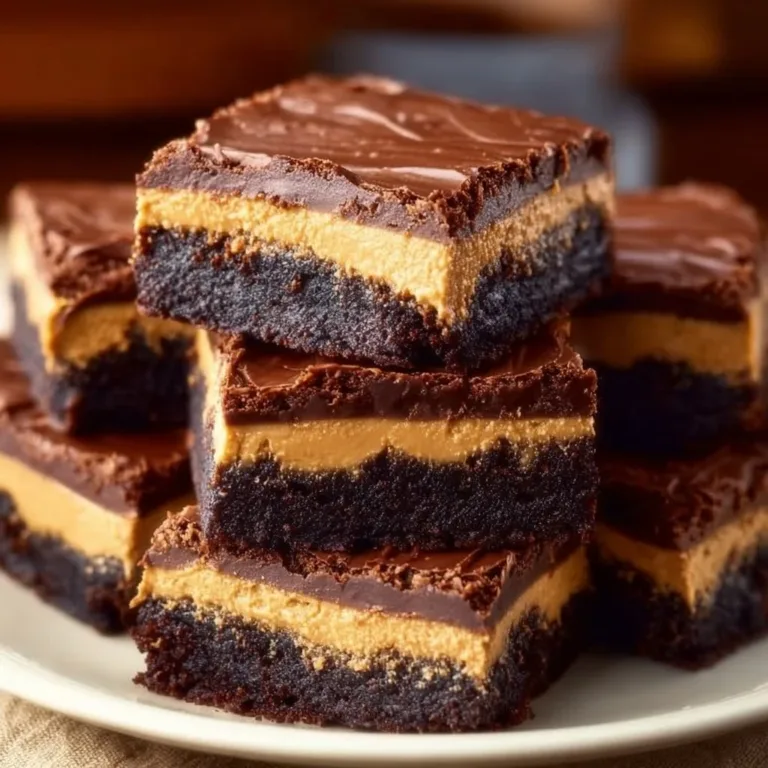 Delicious Peanut Butter Stuffed Brownies with a rich chocolate layer