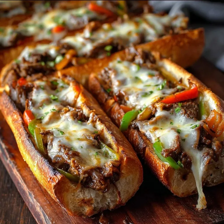 Philly Cheesesteak Cheesy Bread with melted cheese and toppings