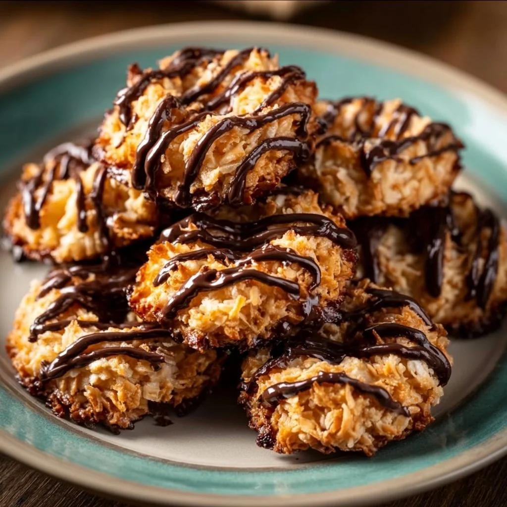 Samoas Cookies 6 Delicious Samoas Cookies topped with caramel and chocolate drizzle