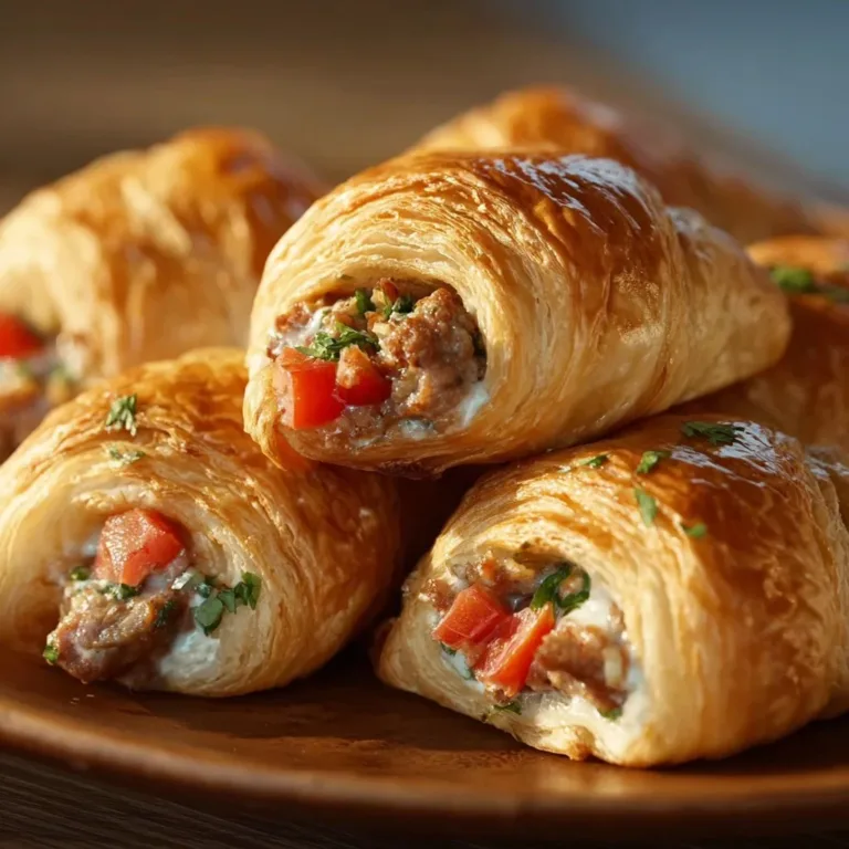 Sausage, Rotel, and Cream Cheese Crescent Rolls ready to serve.