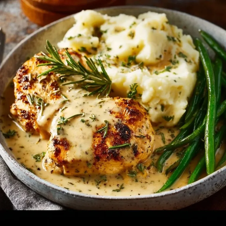 Delicious creamy ranch chicken served with vegetables on a plate