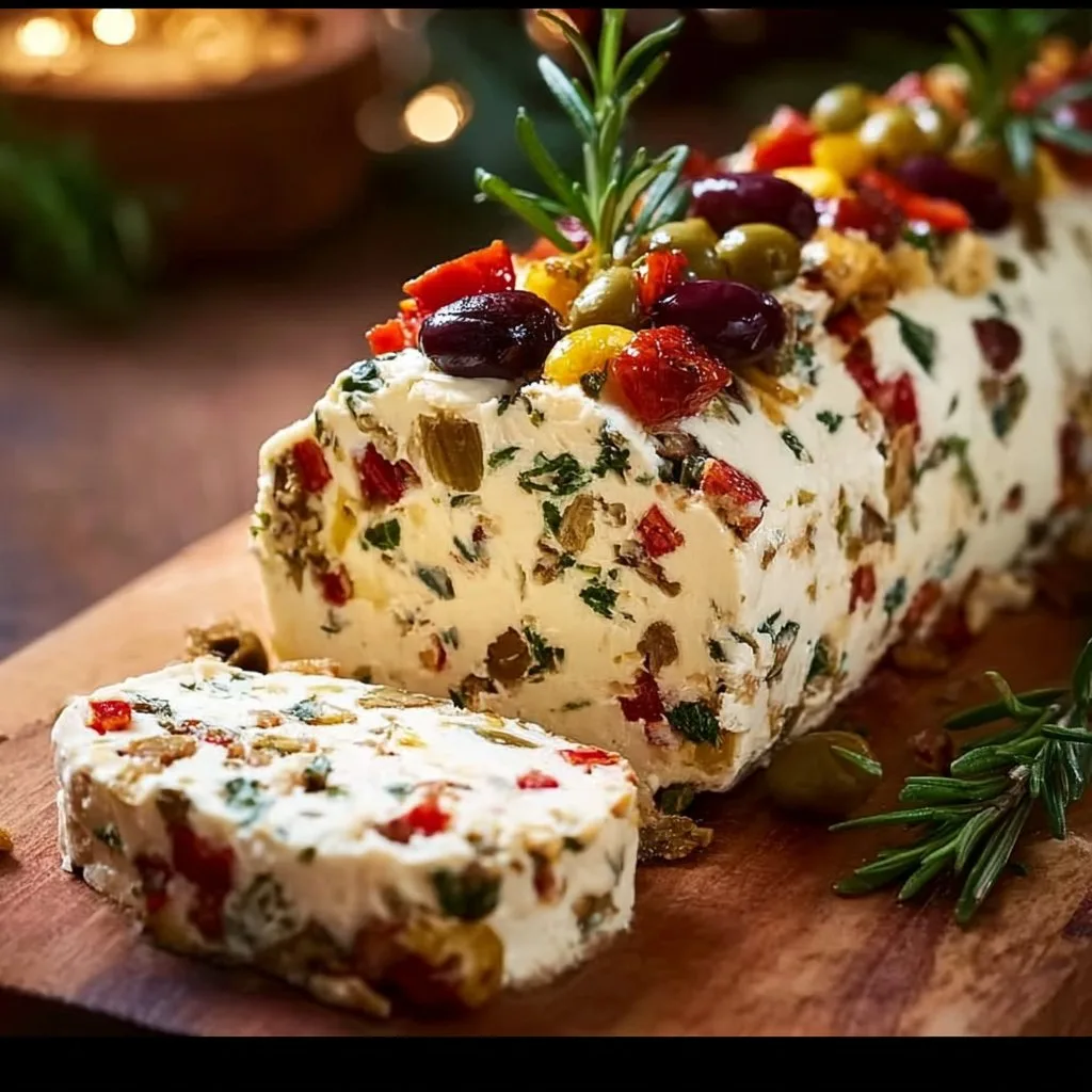 Festive Antipasto Cream Cheese Log